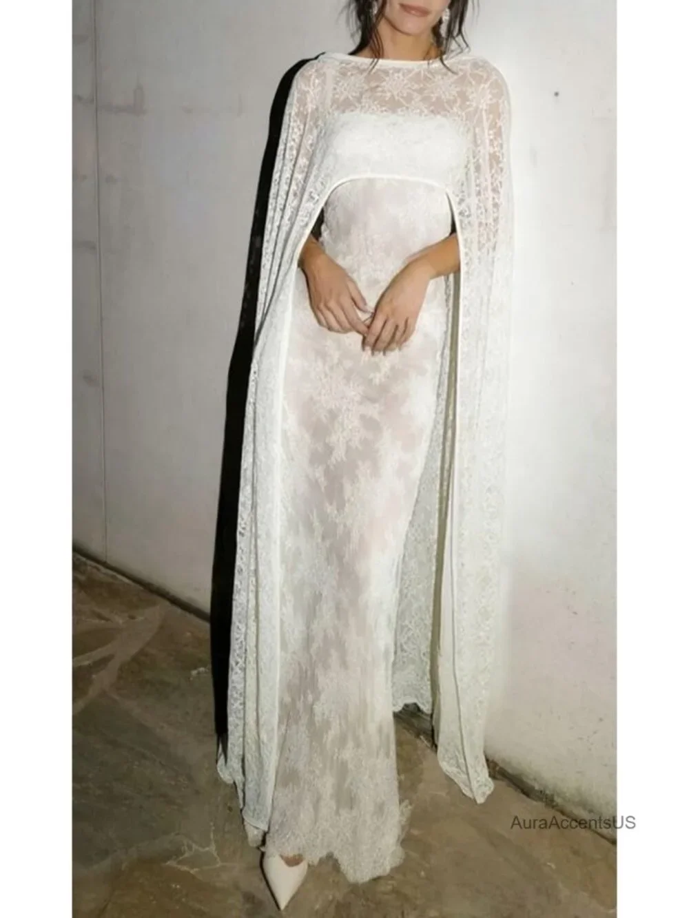Women's Floral Lace Capelet Sheer Cape Shawl Poncho Formal